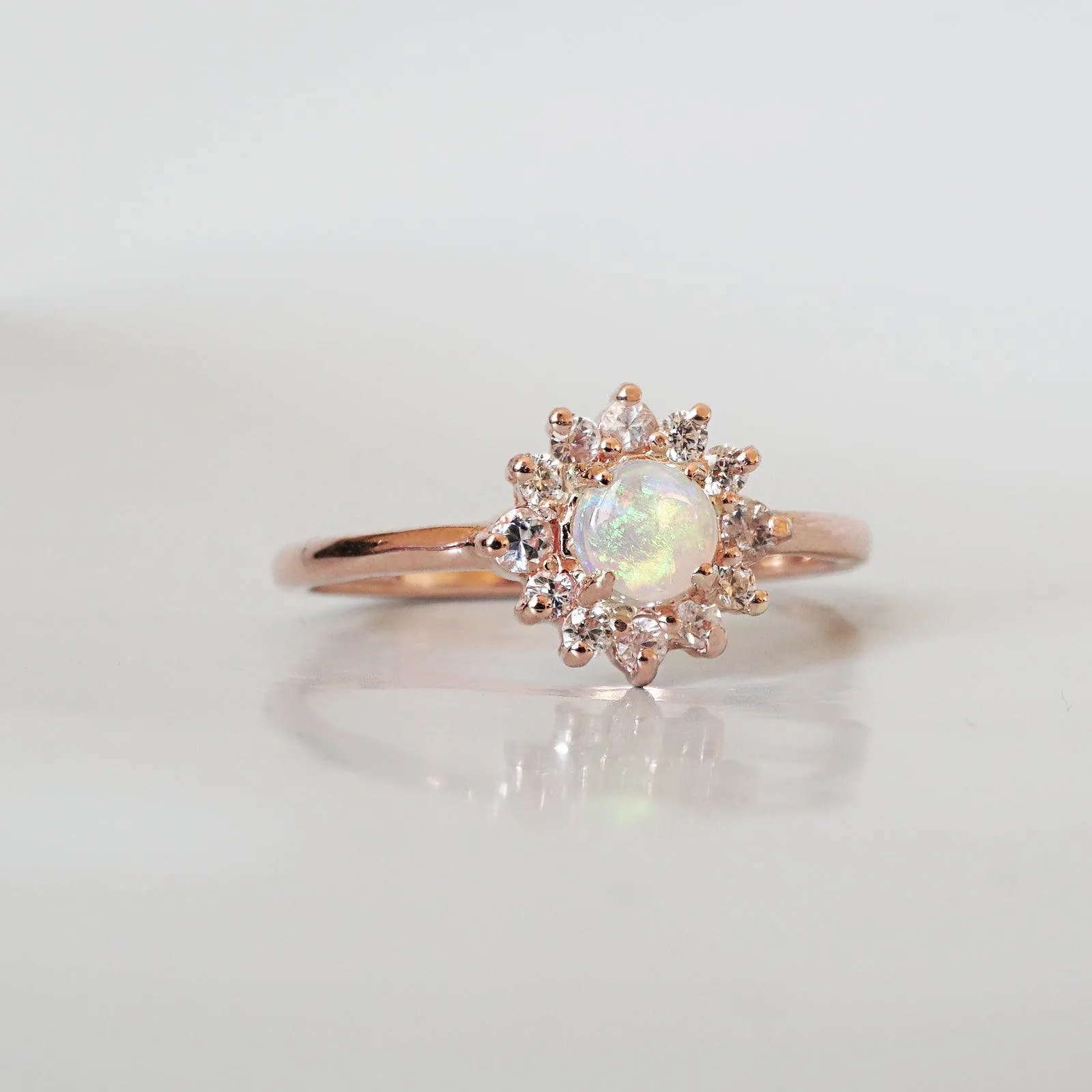 14K Australian Opal Flower Ring