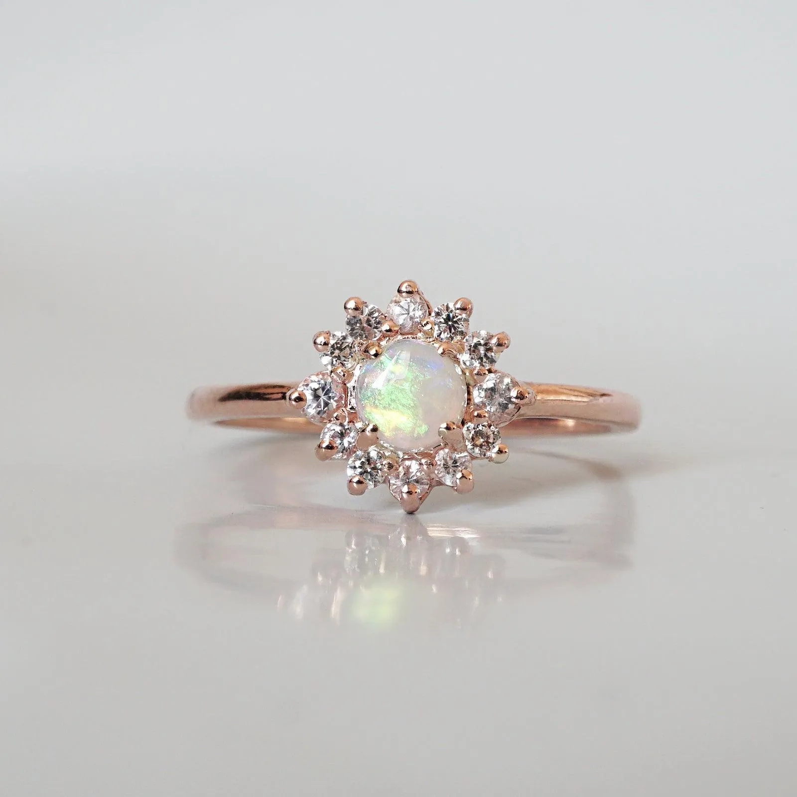 14K Australian Opal Flower Ring