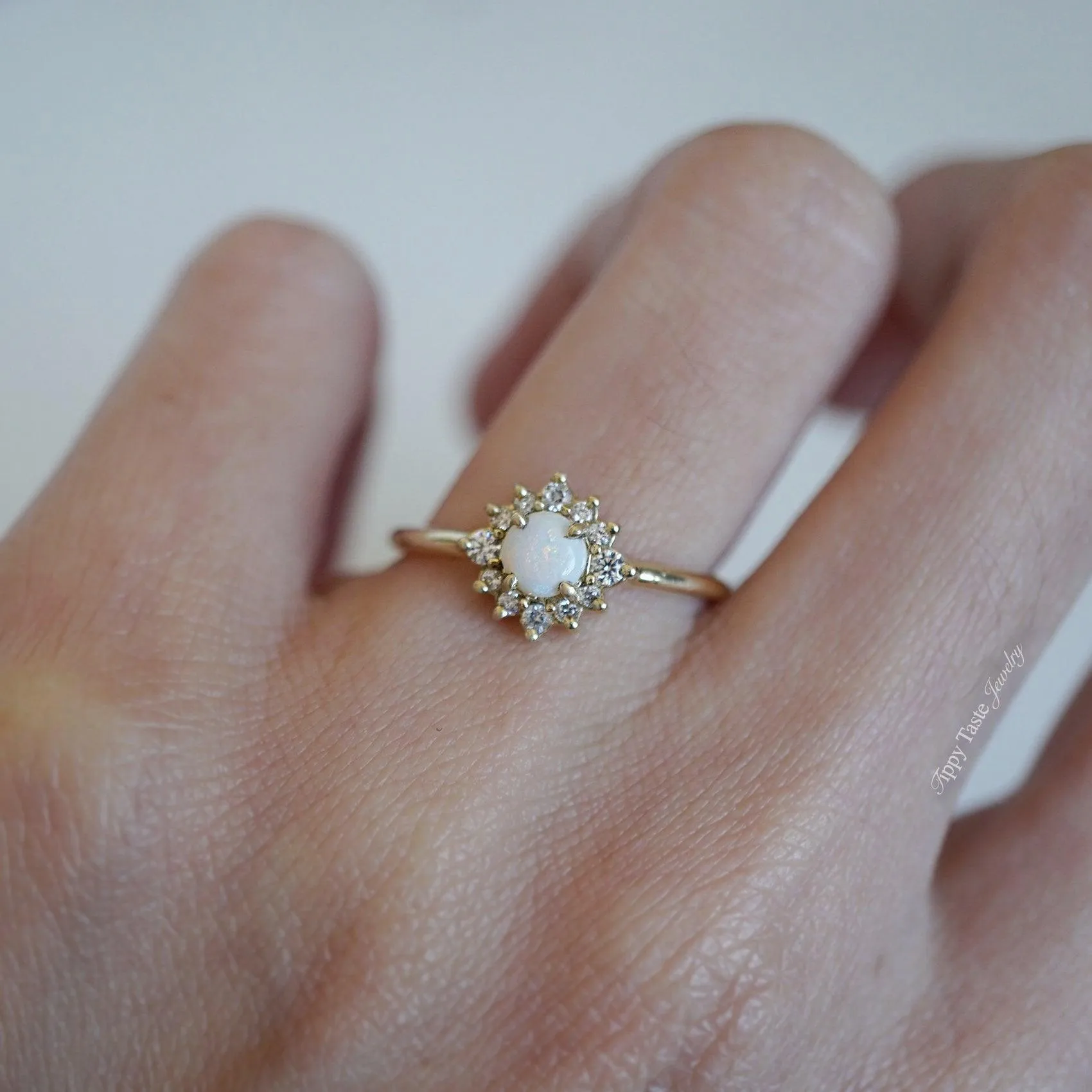 14K Australian Opal Flower Ring