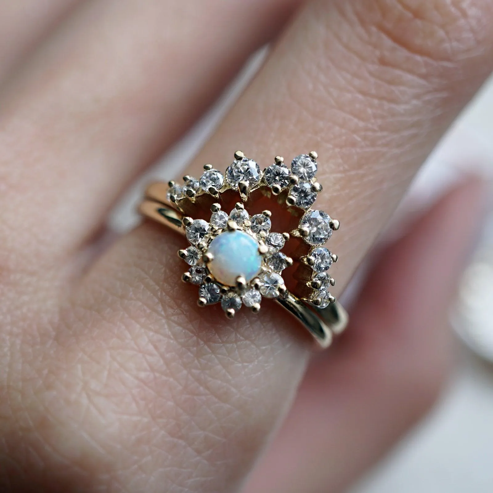 14K Australian Opal Flower Ring