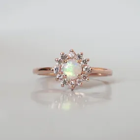 14K Australian Opal Flower Ring