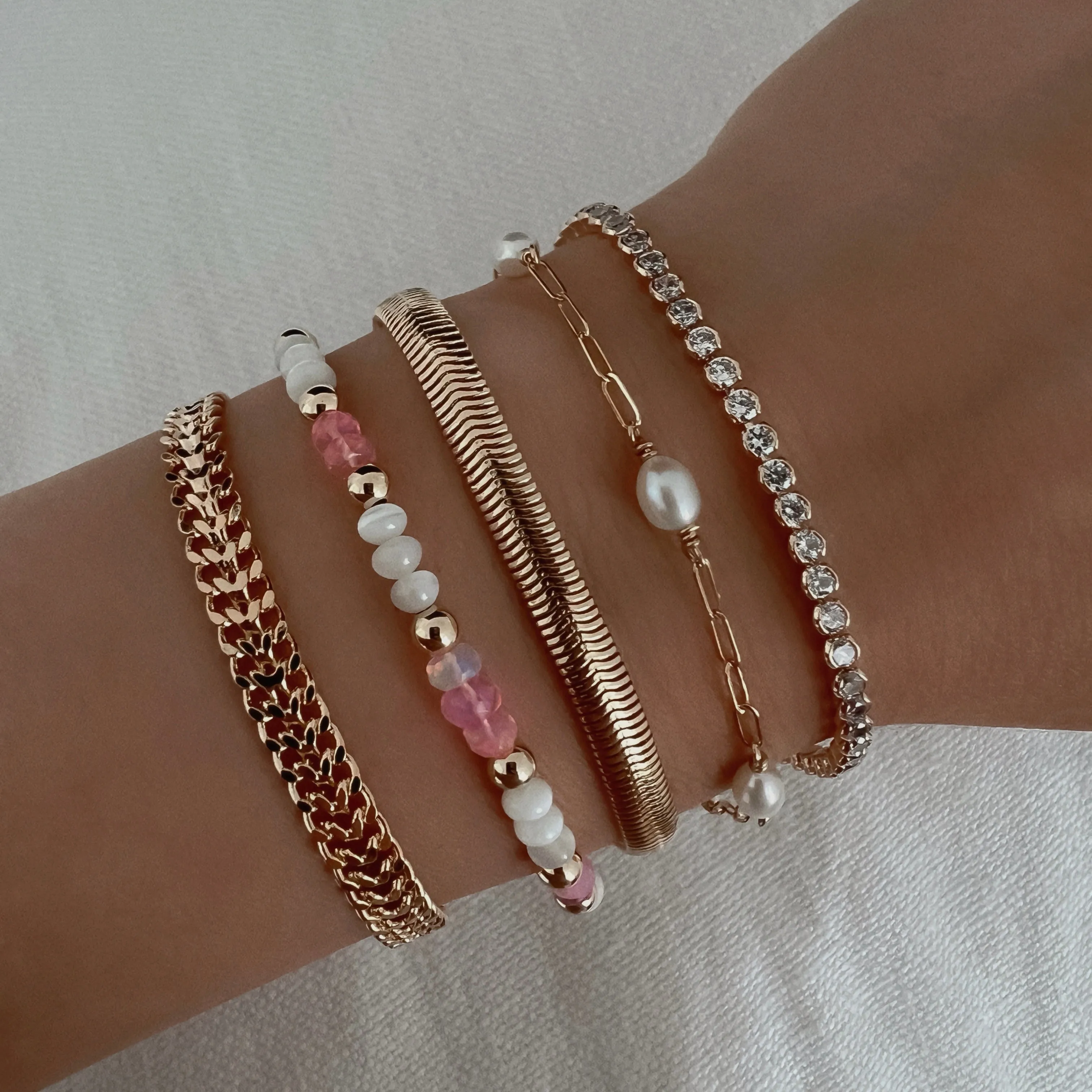 14K Riviera Pearl Bracelet