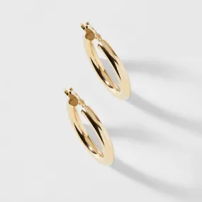 14KT GOLD 21MM TUBE HOOP EARRINGS