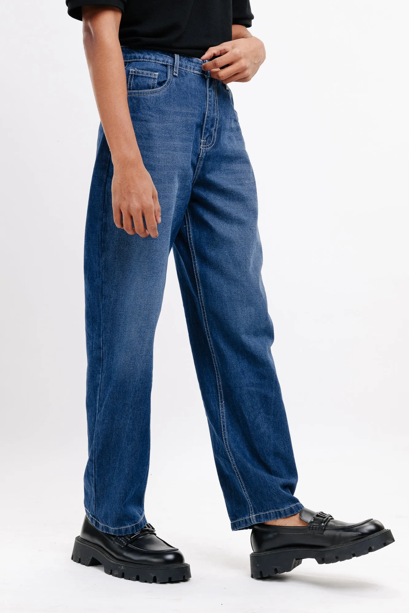 90's Basic Blue Straight Men's Jeans