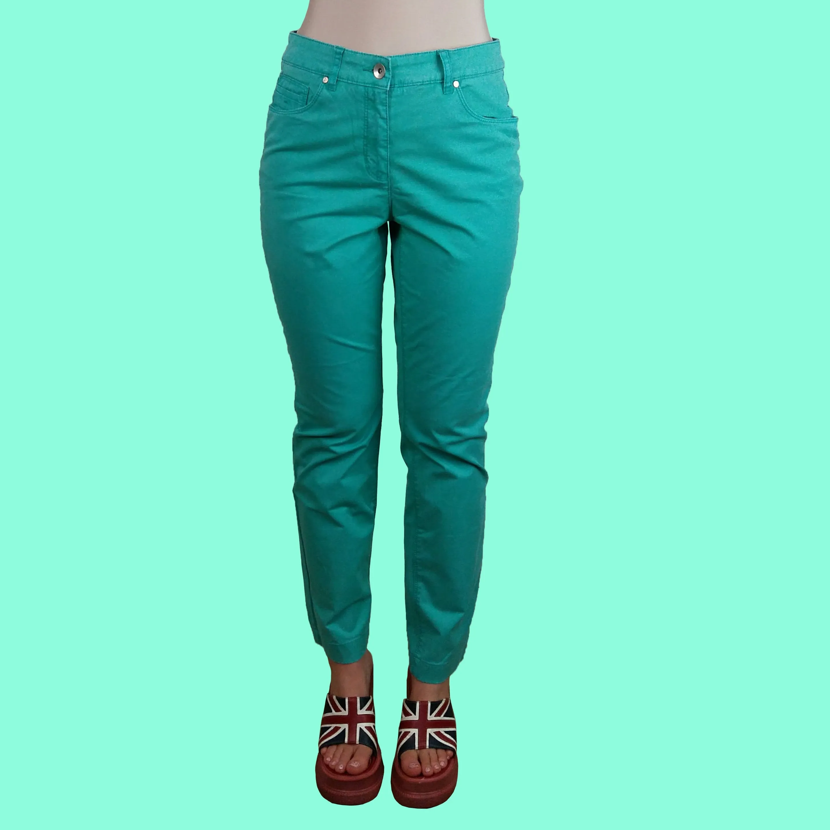 90's high-waist turquoise pants - size S-M