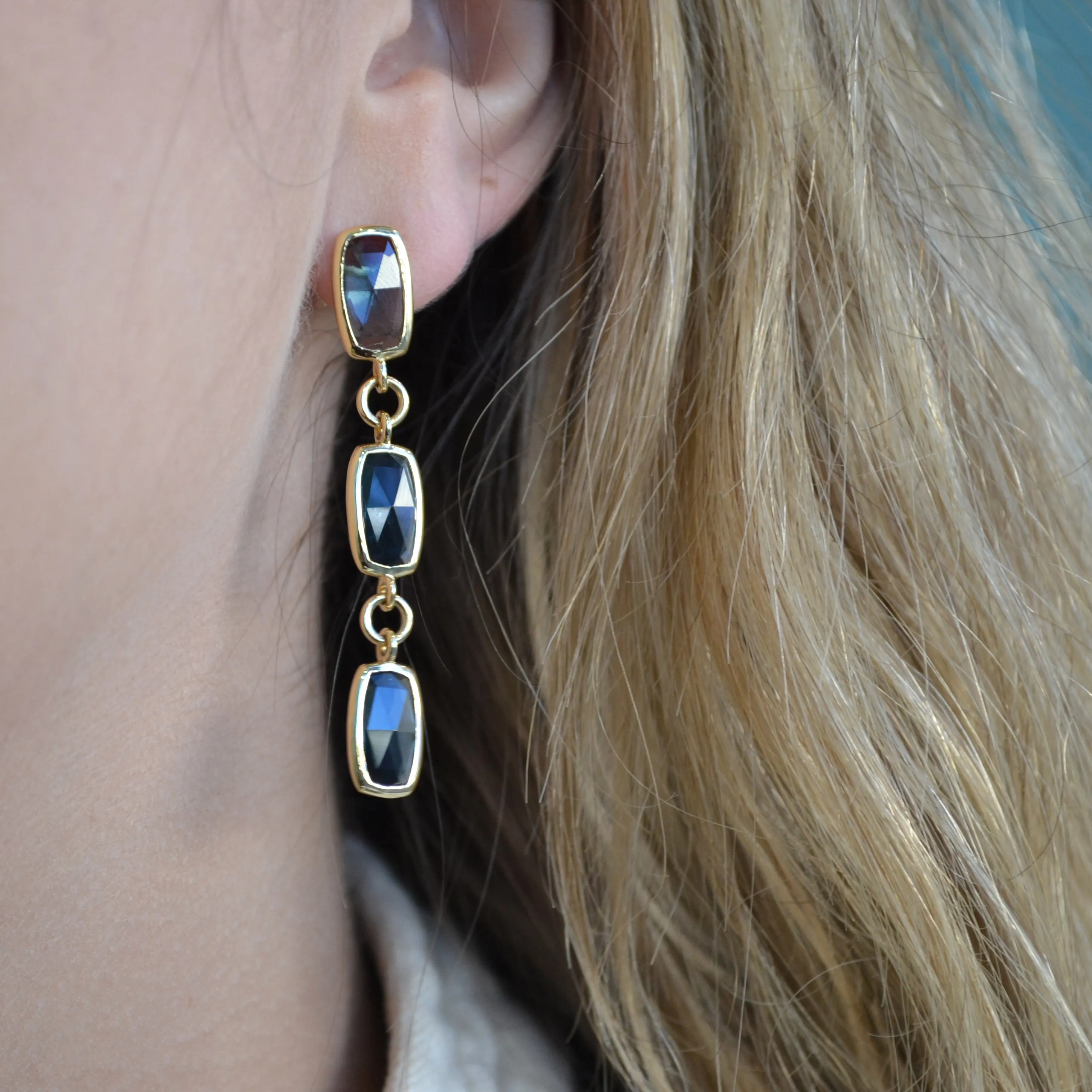 A & Furst - Gaia - Drop Earrings with London Blue Topaz, 18k Yellow Gold