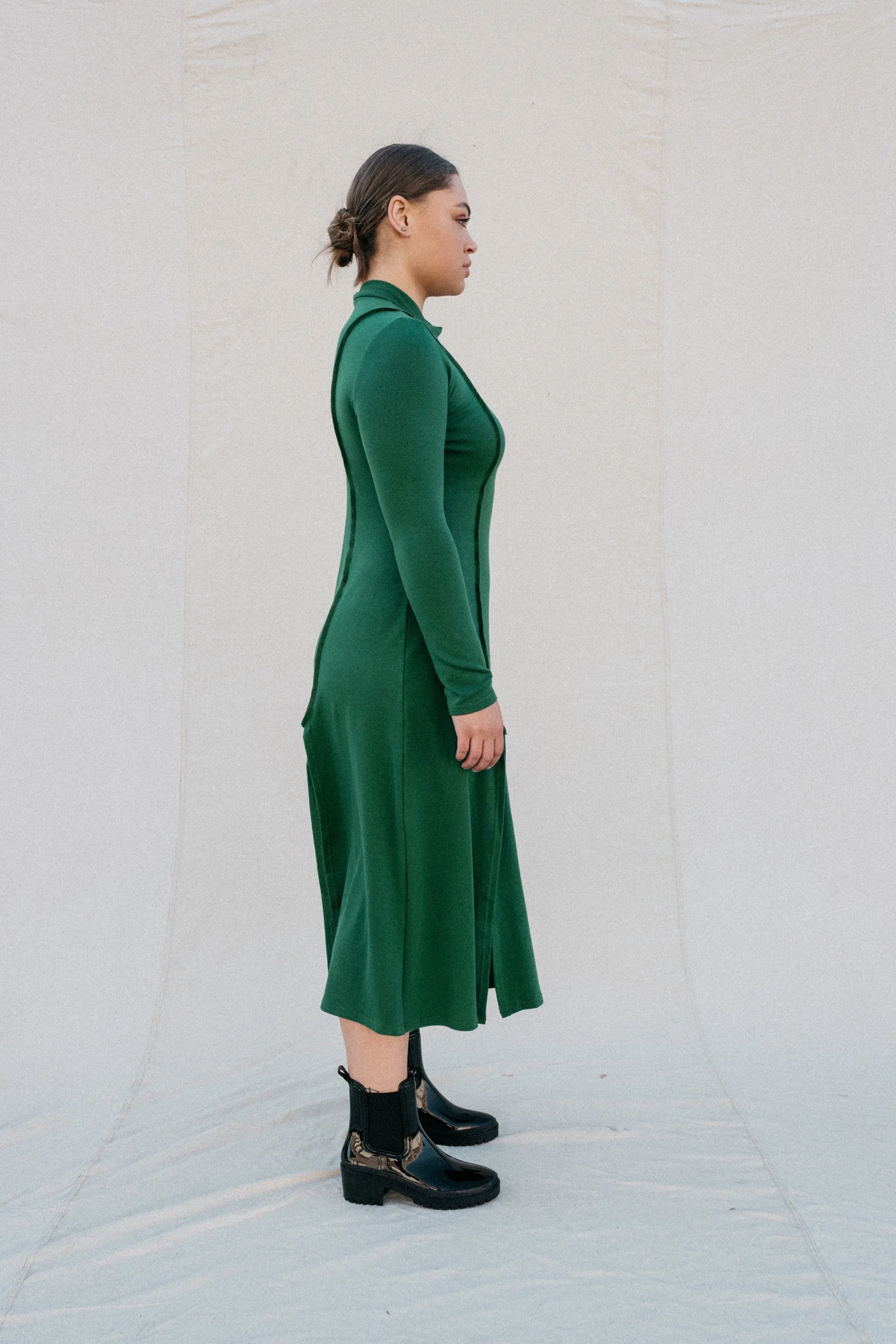 Ada Dress in Forest Green