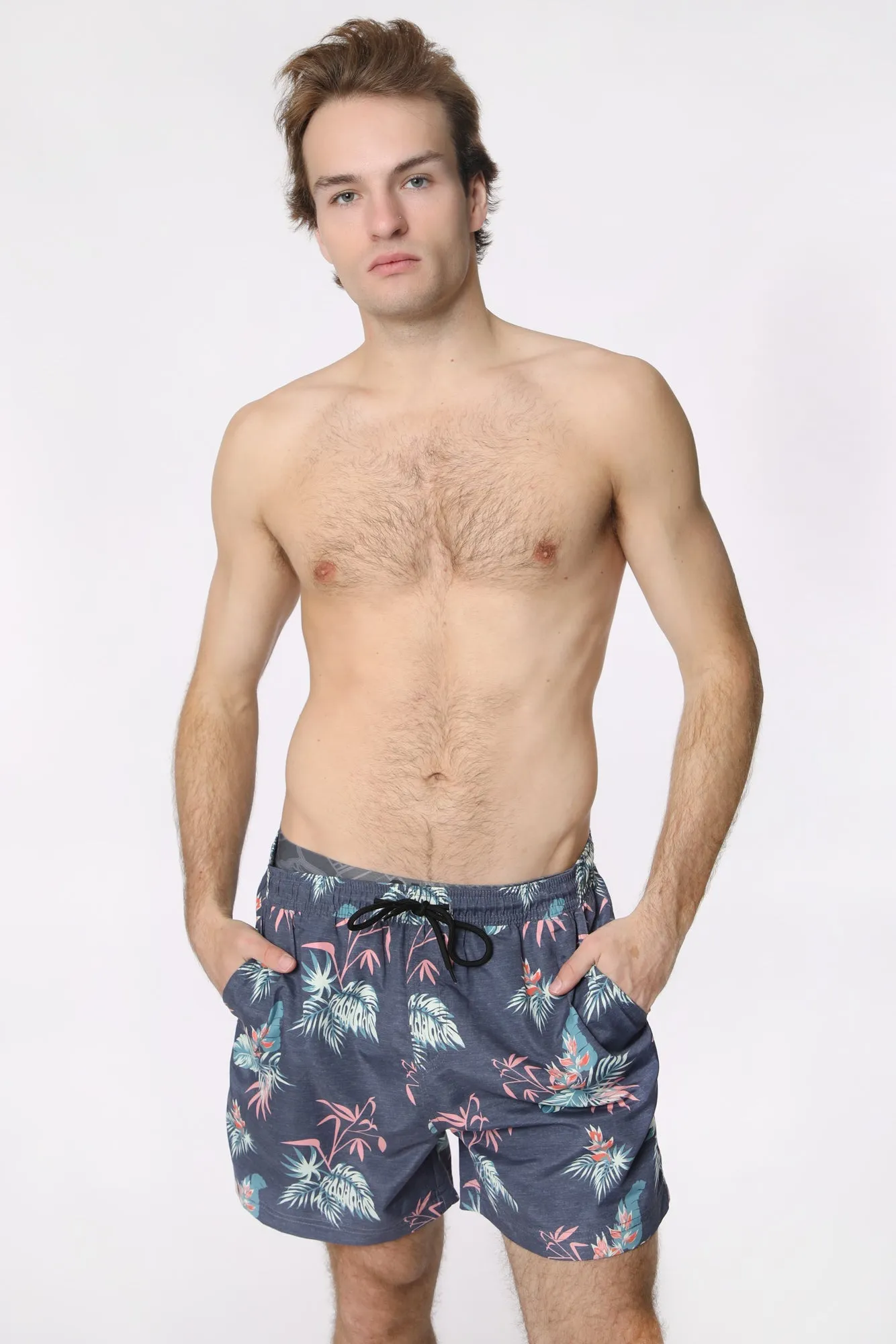 Amnesia Mens Printed Beach Shorts