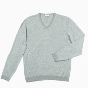 Andre V-neck jumper compact cotton (stone grey melange)