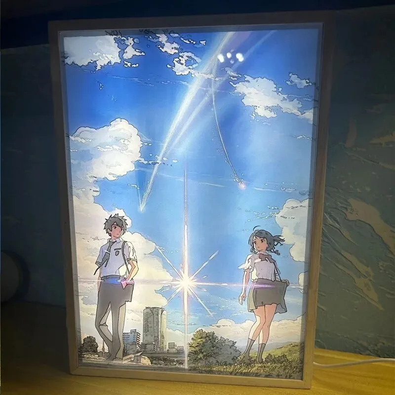 Anime Kimi No Nawa Light Painting LED Lamp Character Miyamizu Mitsuha Tachibana Taki