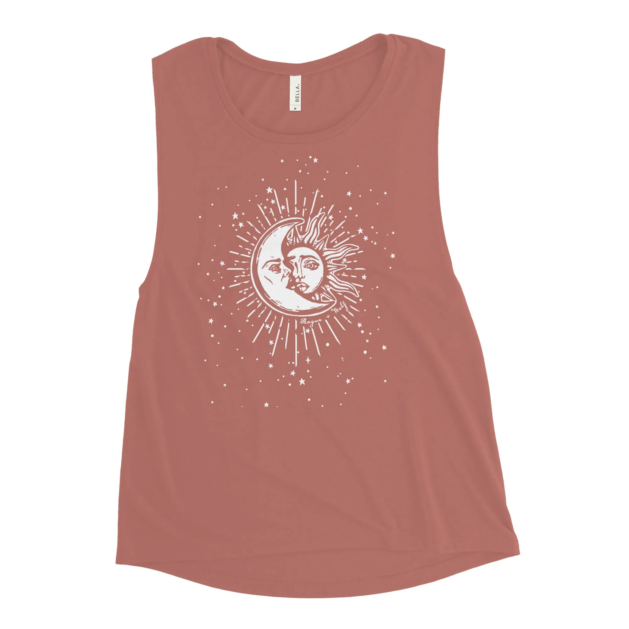 Astral Muscle Tank Top - Relaxed Fit Tee with low cut armholes, Gym Yoga Essentials, Witchy Vegan Activewear, Goth Sportwear