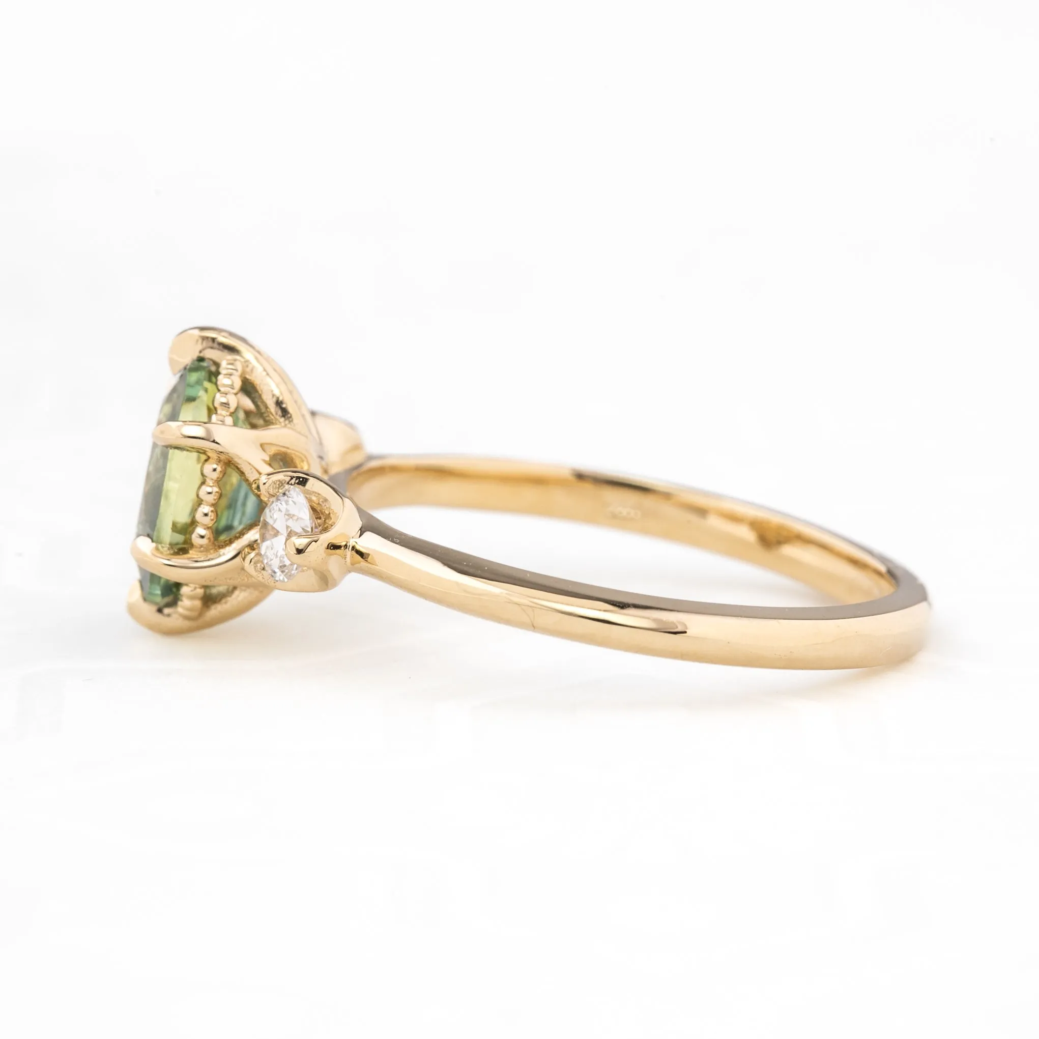 Ayana Ring 1.52ct Parti Blue Green Montana Sapphire, 14k Yellow Gold (One of a kind)