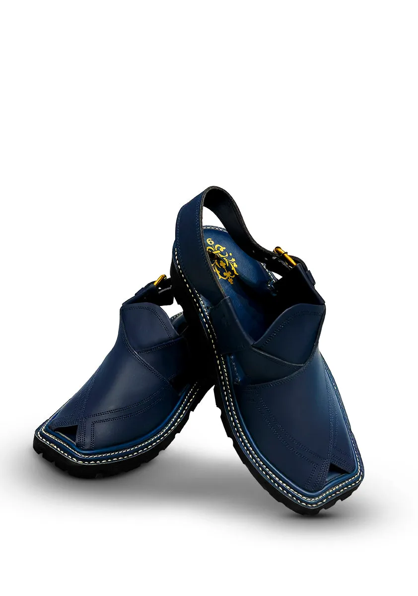 Basic Leather Blue Peshaweri Chappal