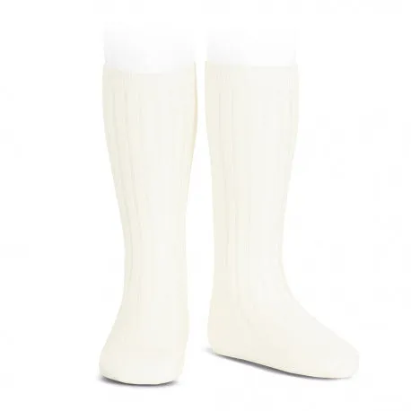 Basic rib knee high socks BEIGE