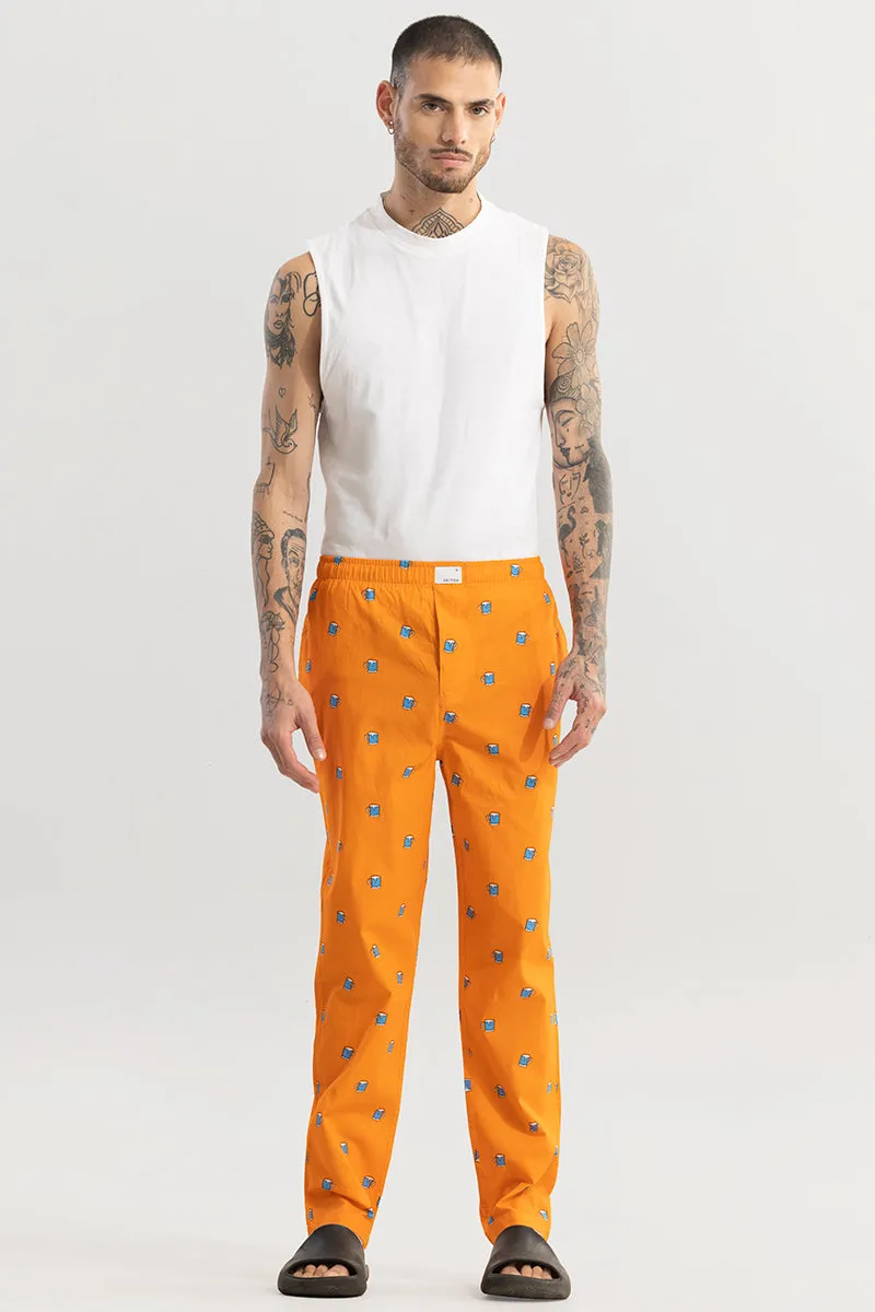 Beer Print Orange Pyjama