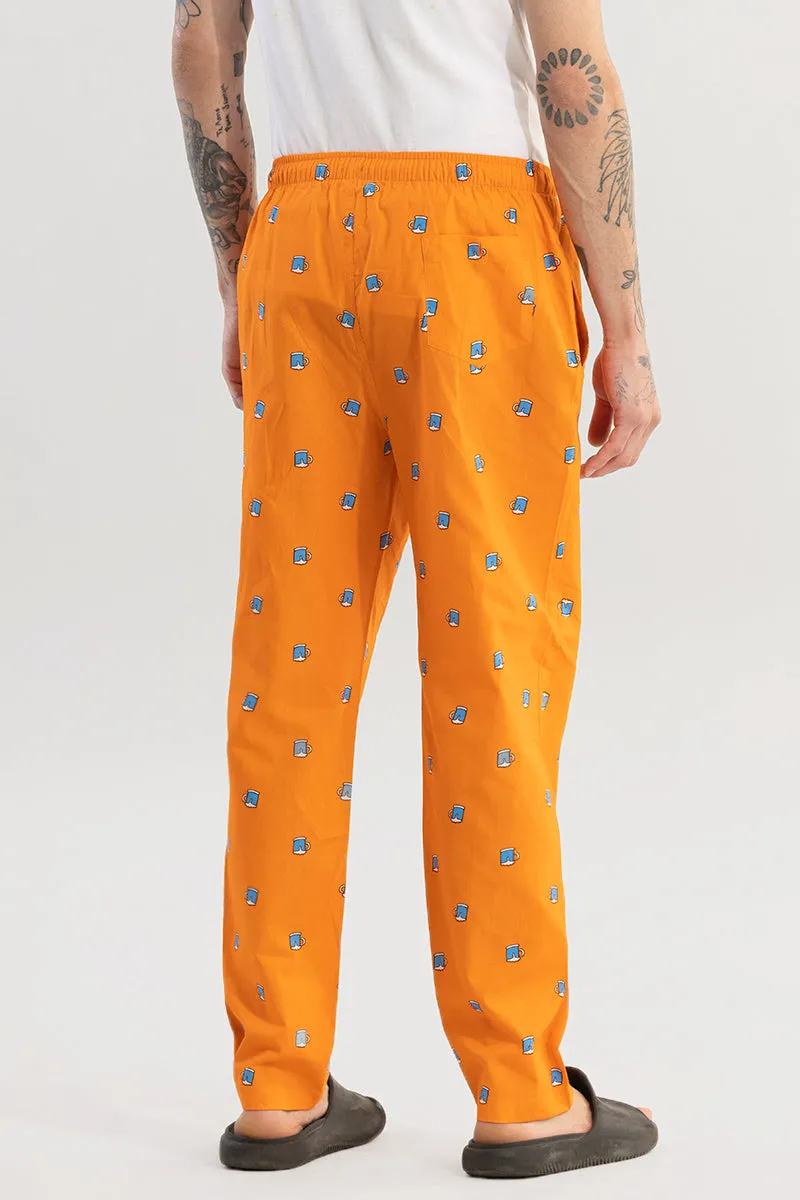 Beer Print Orange Pyjama