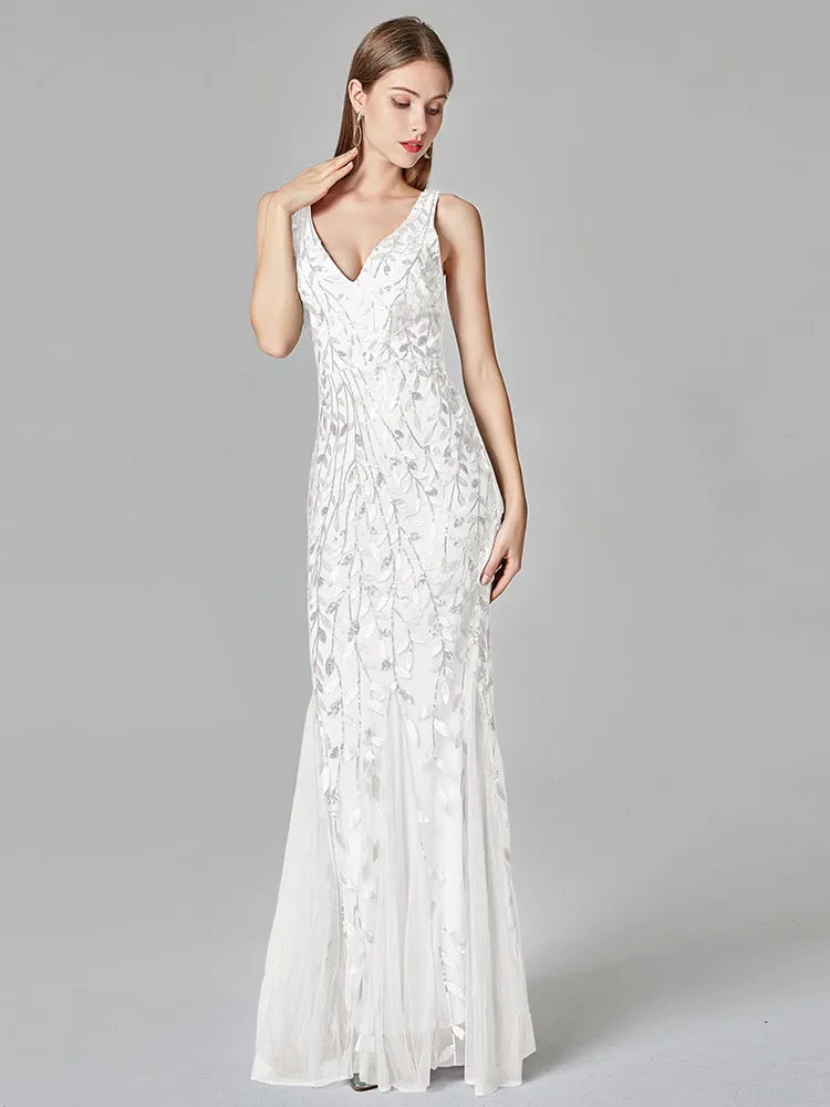 BerriesJam - 2024 Open Back Sleeveless Embroidered Beads Fishtail Dress