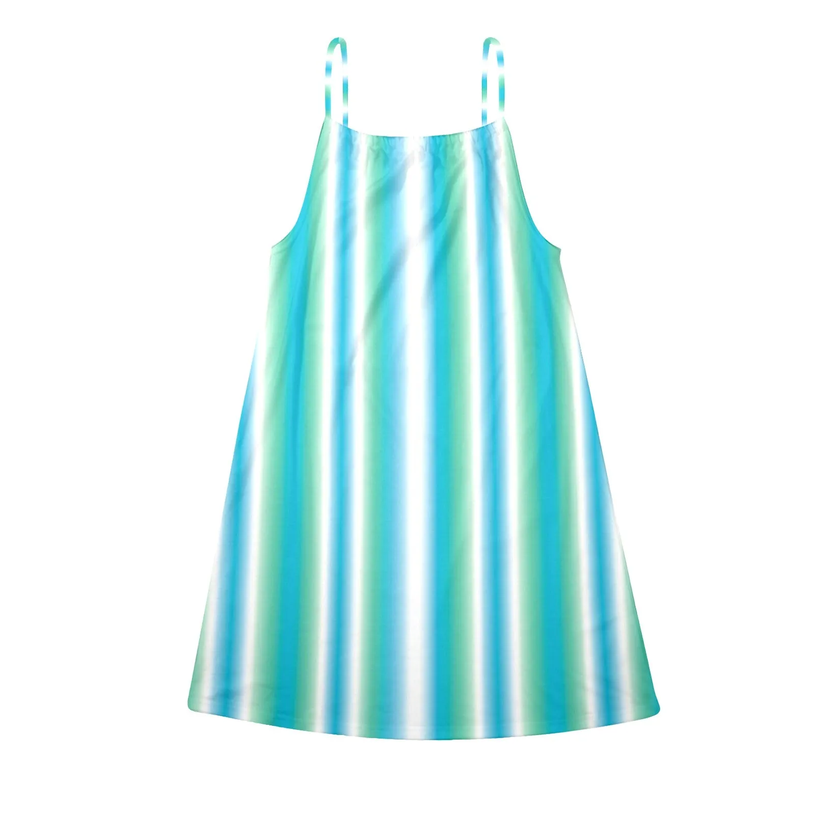 biscayne atoll white pattern print Drawstring Neck Sleeveless Dress (Model D68)