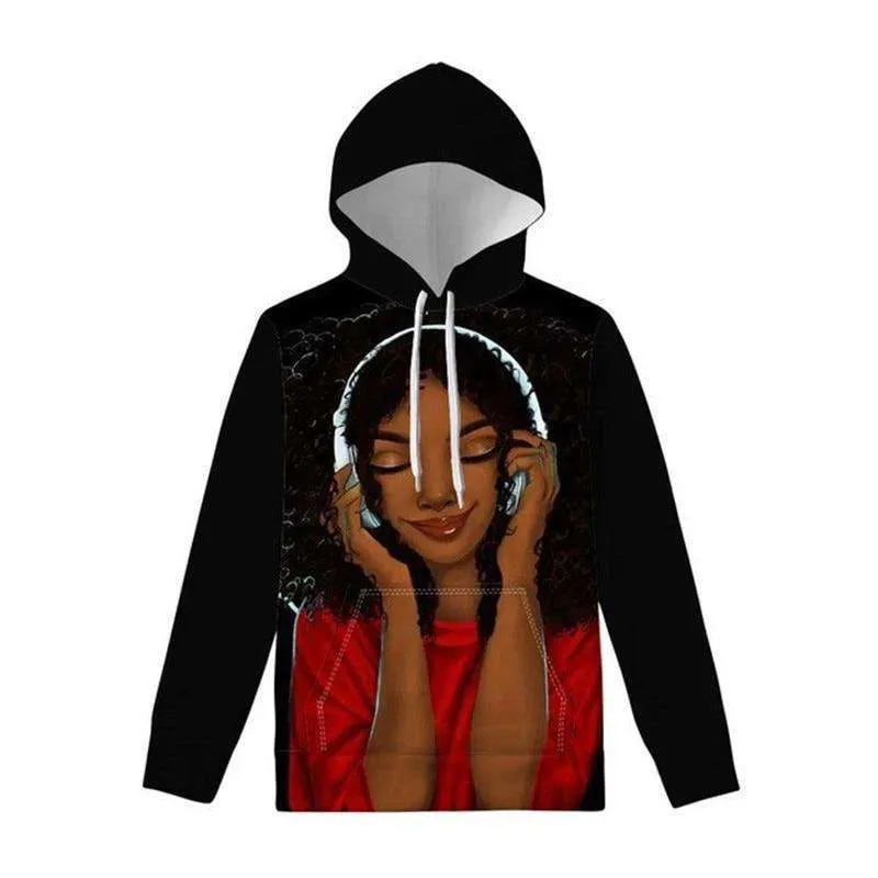 Black Afro Girls Hoodies