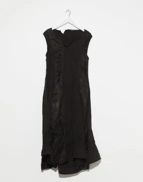 Black Linen & Cupro Panelled Dress