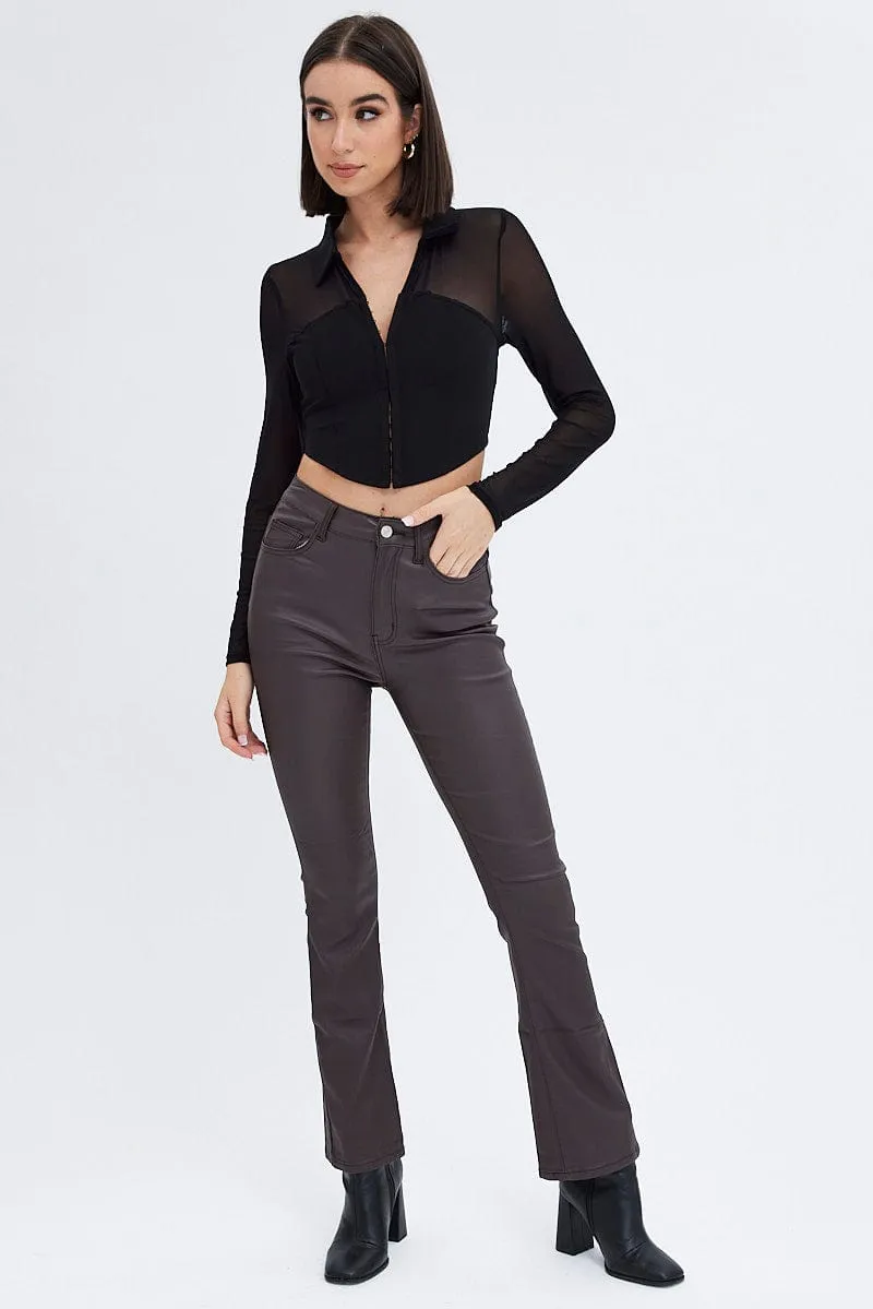 Black Top with Long Sleeve and Collar