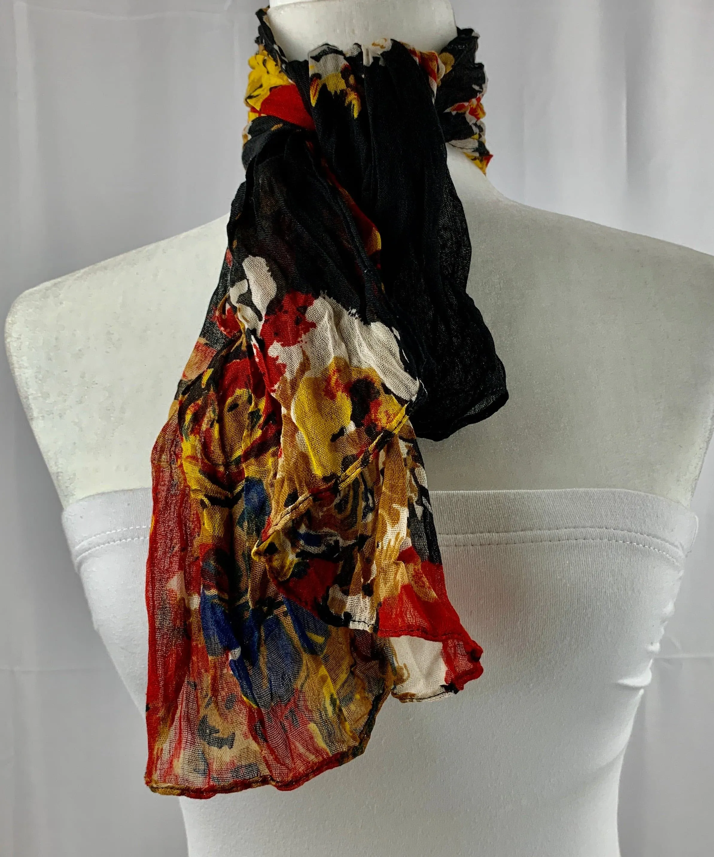 Black Vintage Flower Neck Scarf