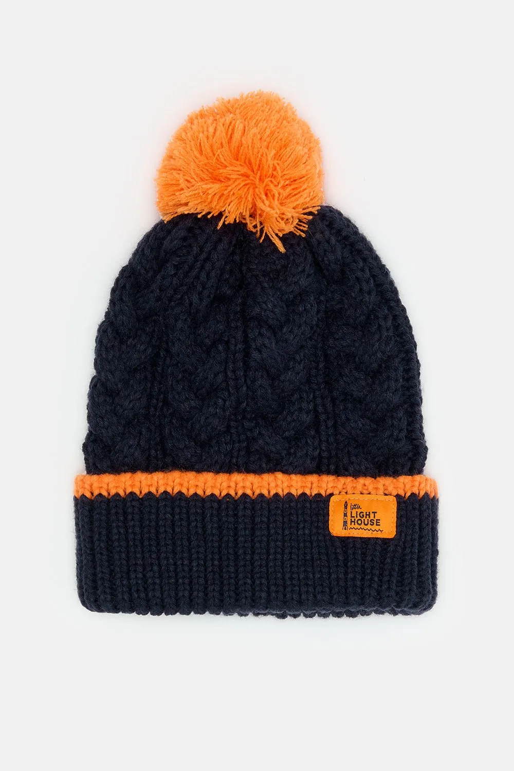 Bobbie Bobble Hat - Navy Orange