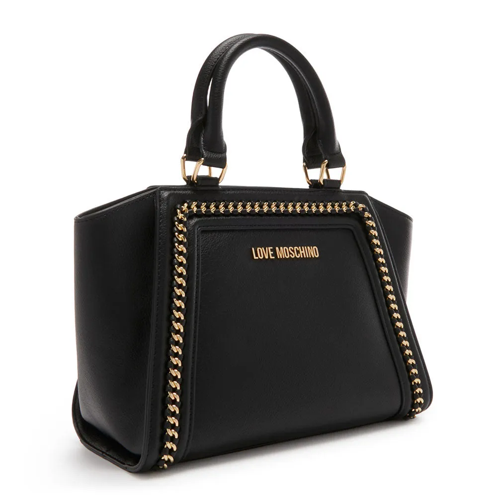 Borsa Donna a Mano LOVE MOSCHINO Nera con Catena Gioiello