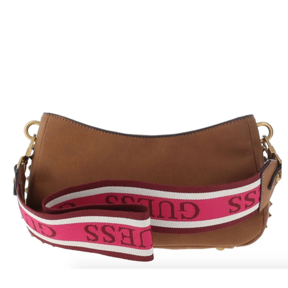 Borsa Donna a Spalla GUESS Chiusa con Zip Linea Radar colore Cognac