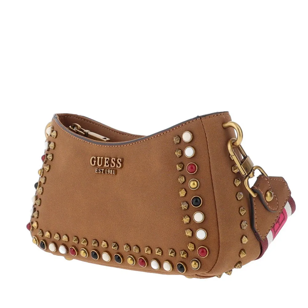 Borsa Donna a Spalla GUESS Chiusa con Zip Linea Radar colore Cognac