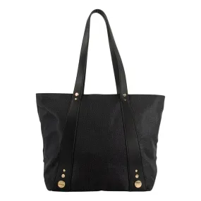 Borsa Donna Shopping BORBONESE linea Road Medium in Nylon OP Pelle Dark Black