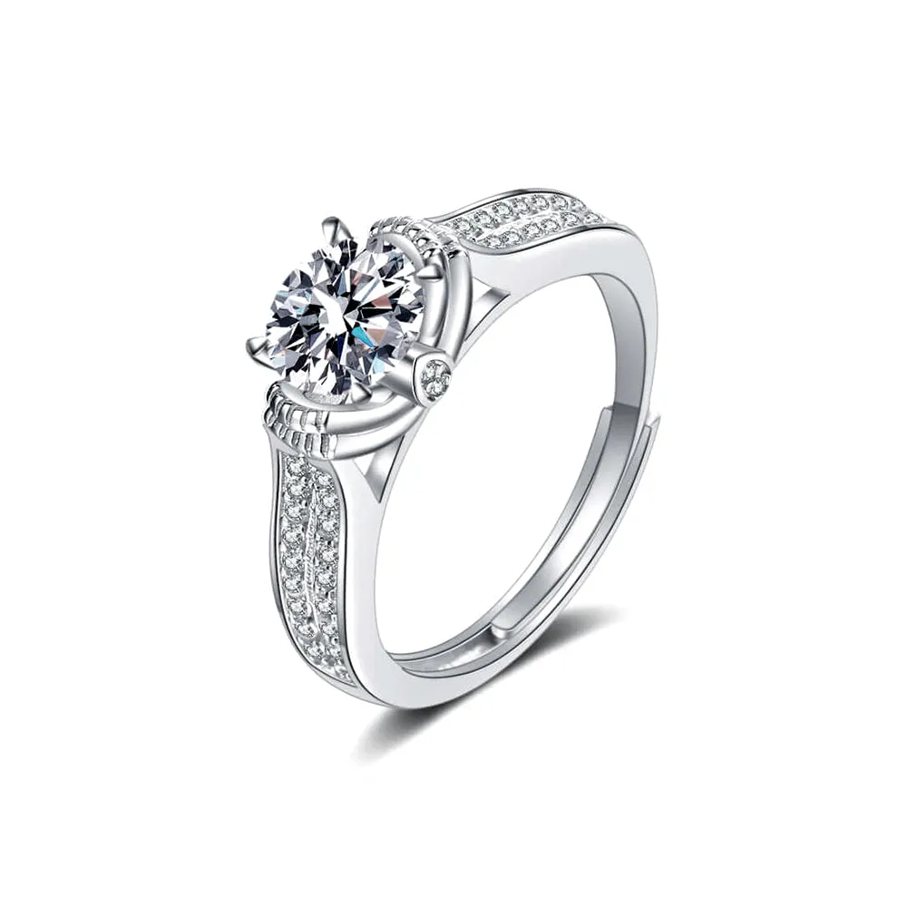 Brilliant Flower Double Brace Moissanite Ring