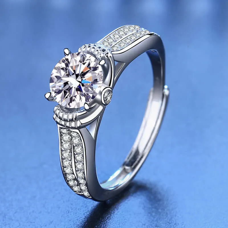 Brilliant Flower Double Brace Moissanite Ring