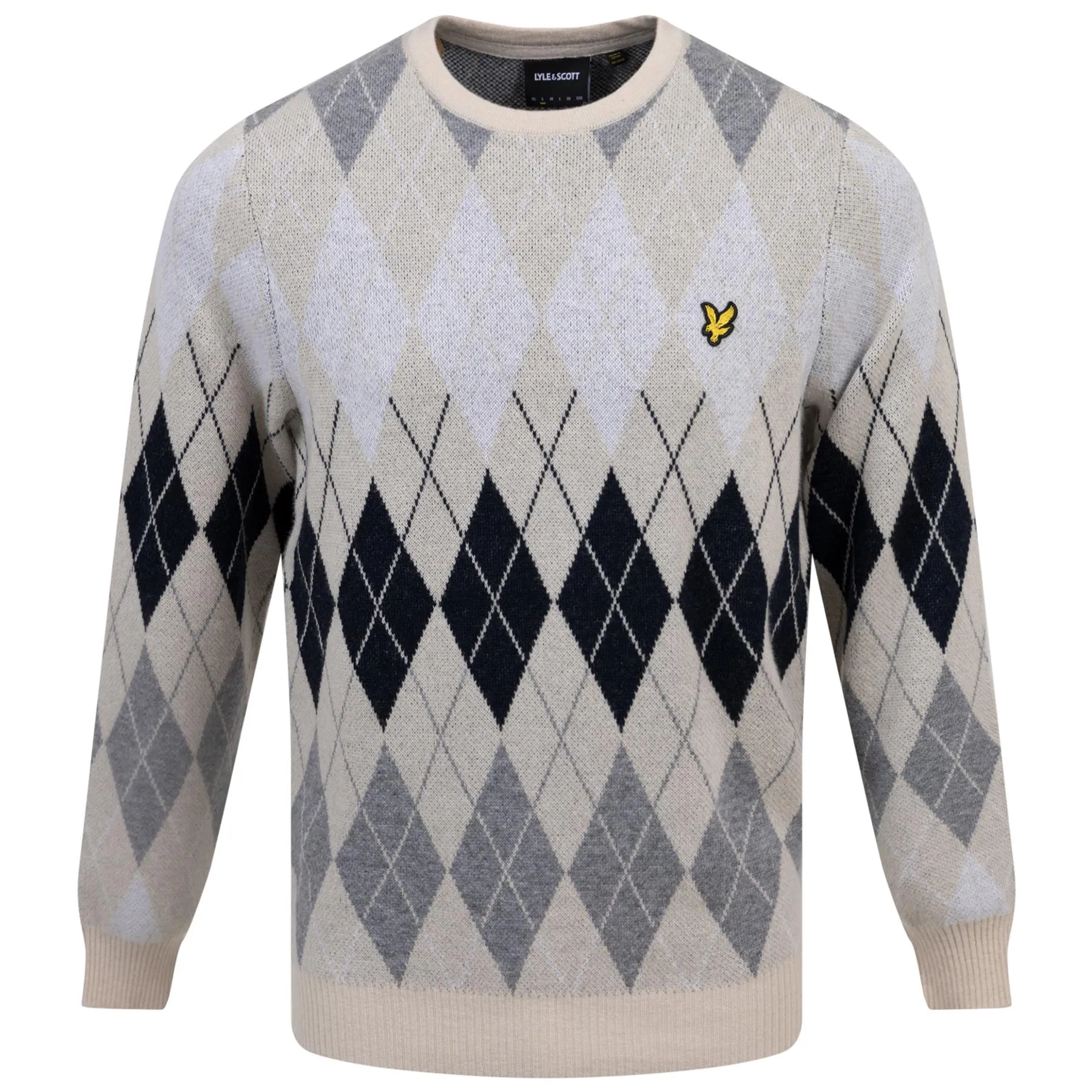 British Argyle Cotton Pique Crew Neck Jumper Cove - AW23