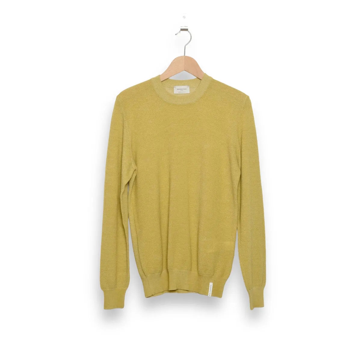 Brooksfield Crew Sweater rice stitch cotton grano/panna