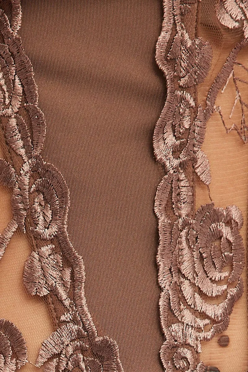 Brown Embroidery Corset Top