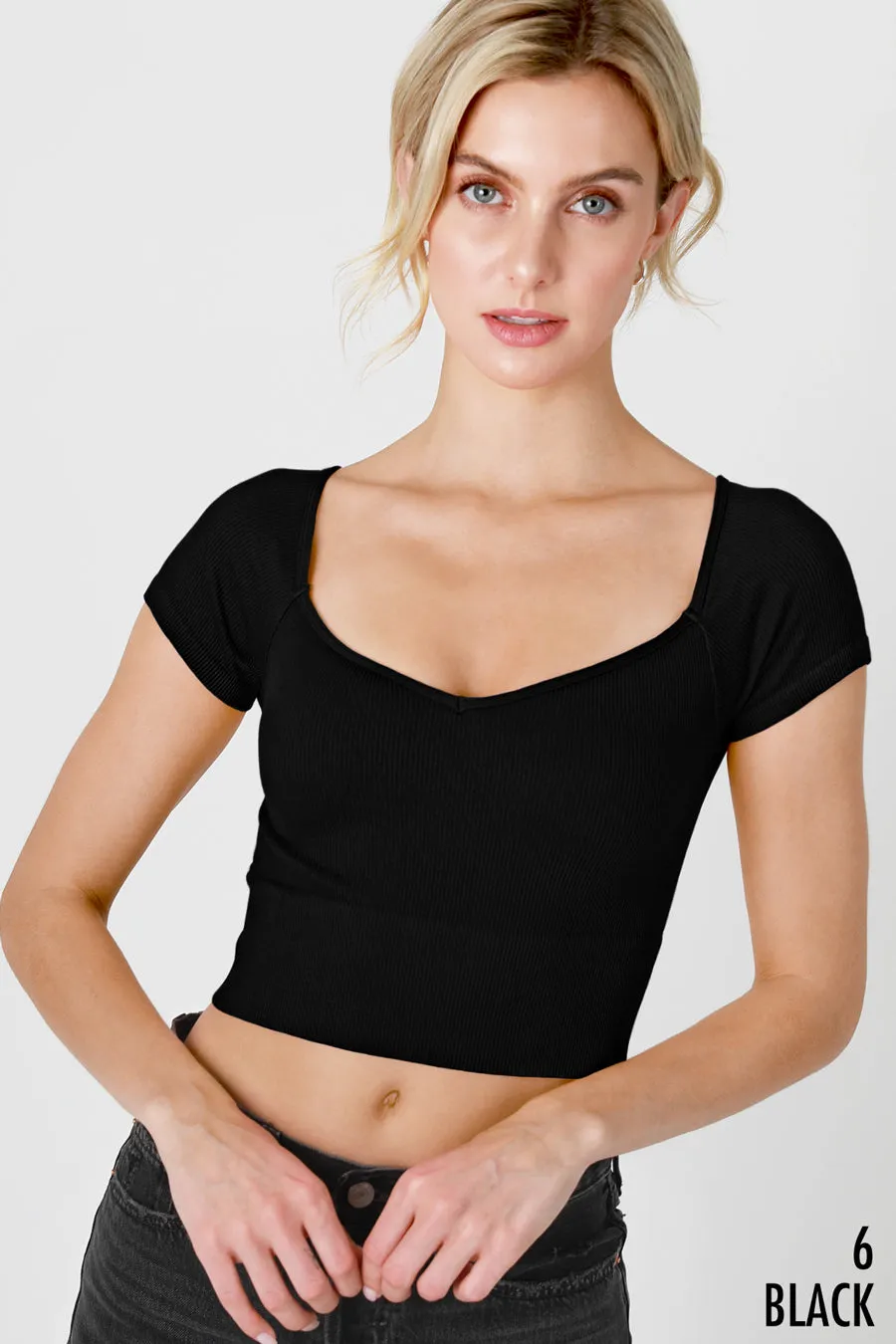 Cap Sleeve Ribbed Crop Top