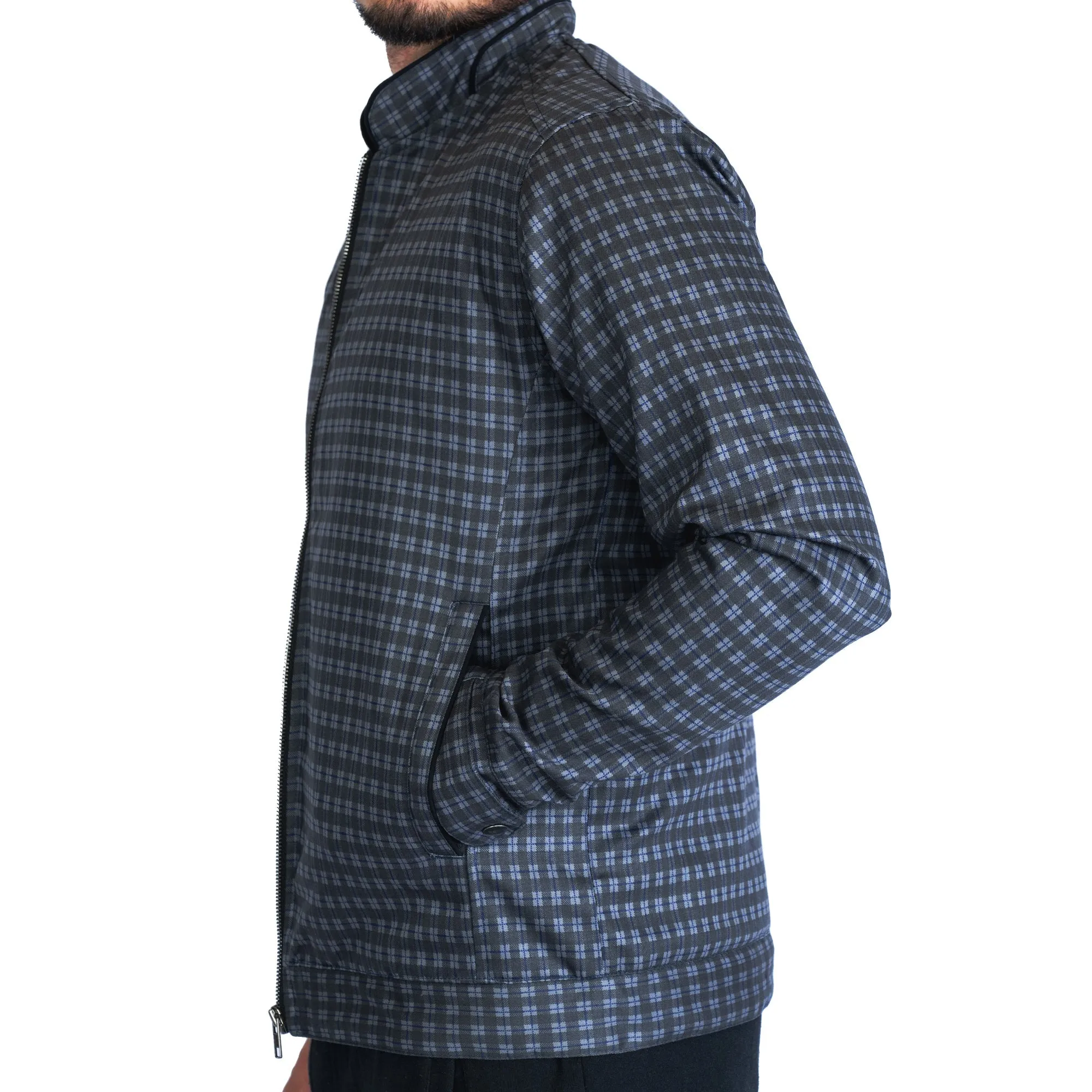 Checkered Cotton Jacket (Grey/Black)