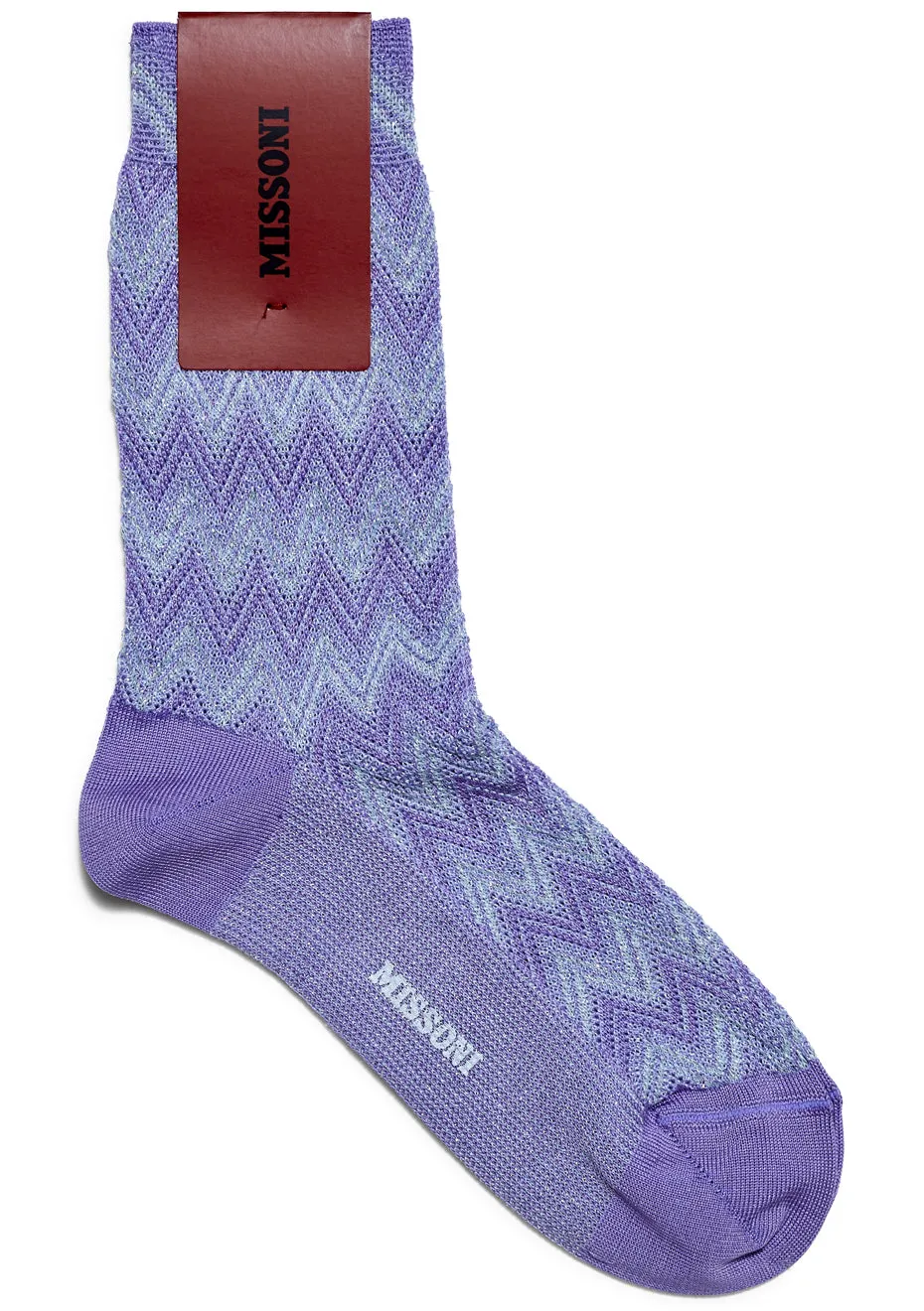 Chevron Lamé Socks Lilac Silver