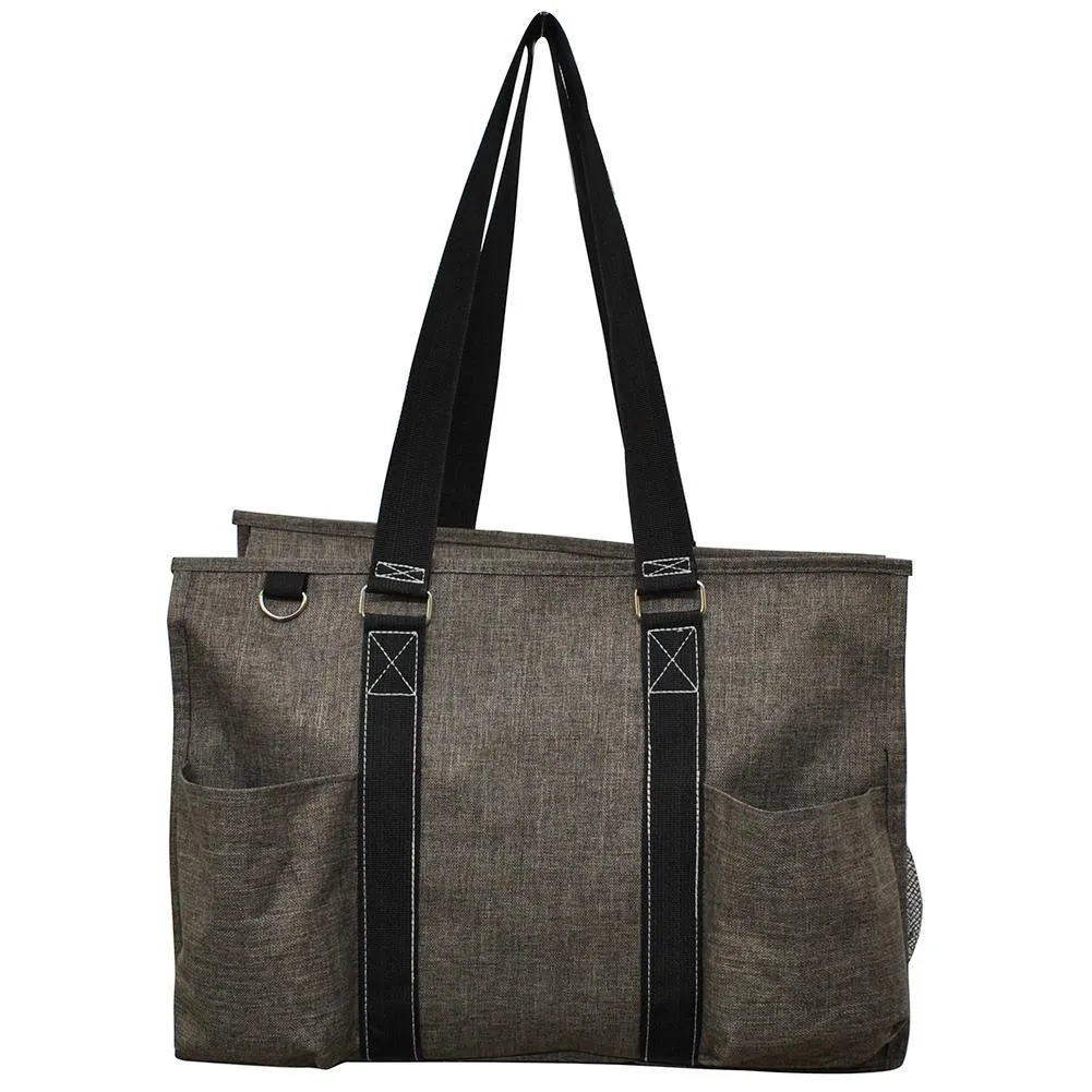 Crosshatch Khaki NGIL Zippered Caddy Large Organizer Tote Bag