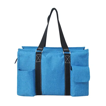 Crosshatch Turquoise NGIL Zippered Lined Caddy Organizer Tote Bag