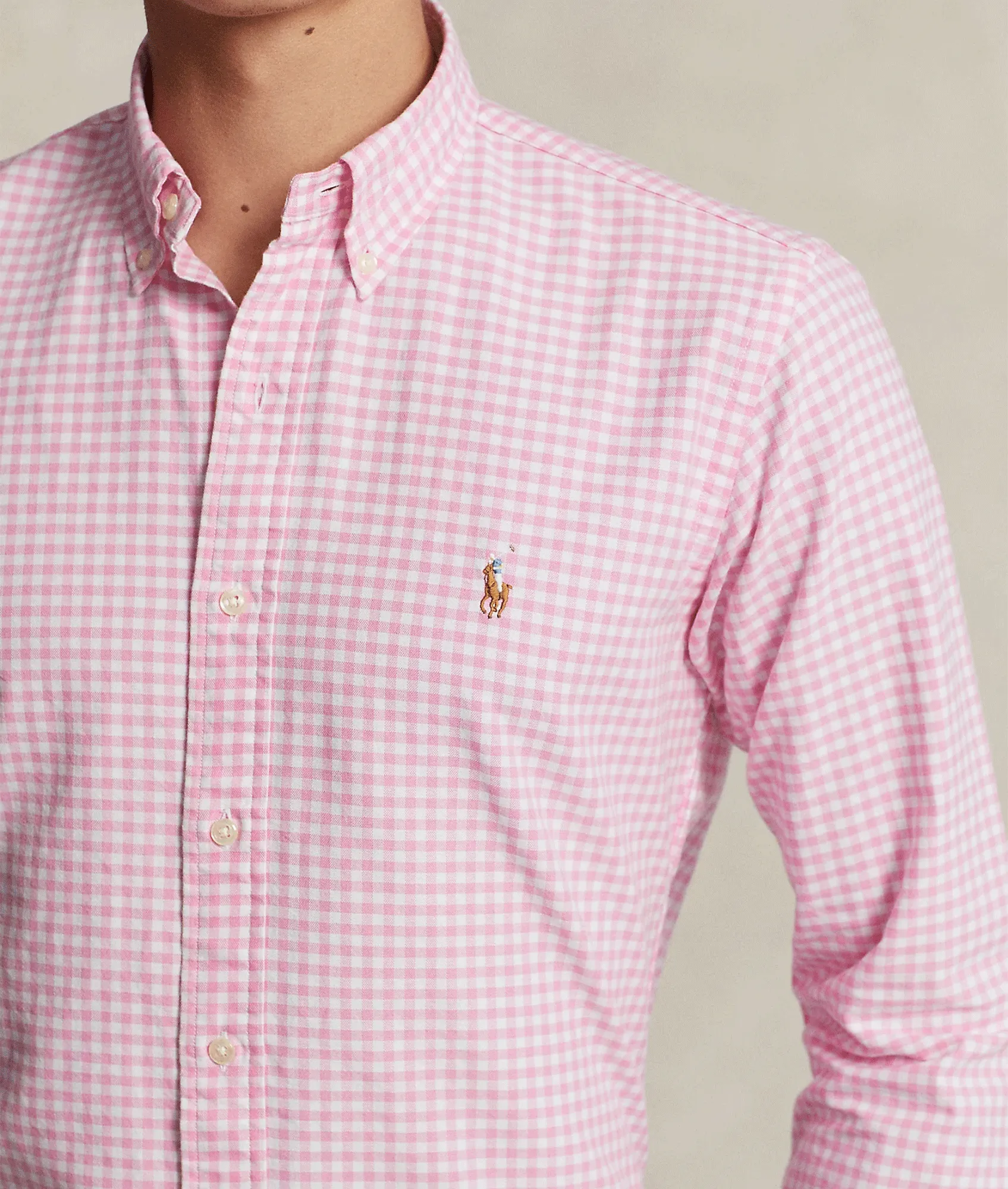 Custom Fit Gingham Oxford Shirt - Pink