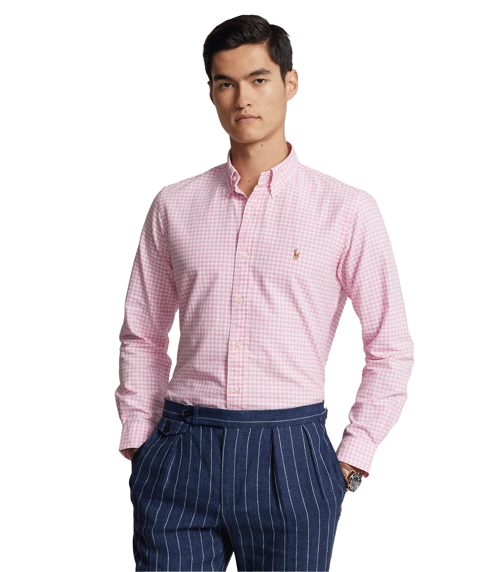 Custom Fit Gingham Oxford Shirt - Pink