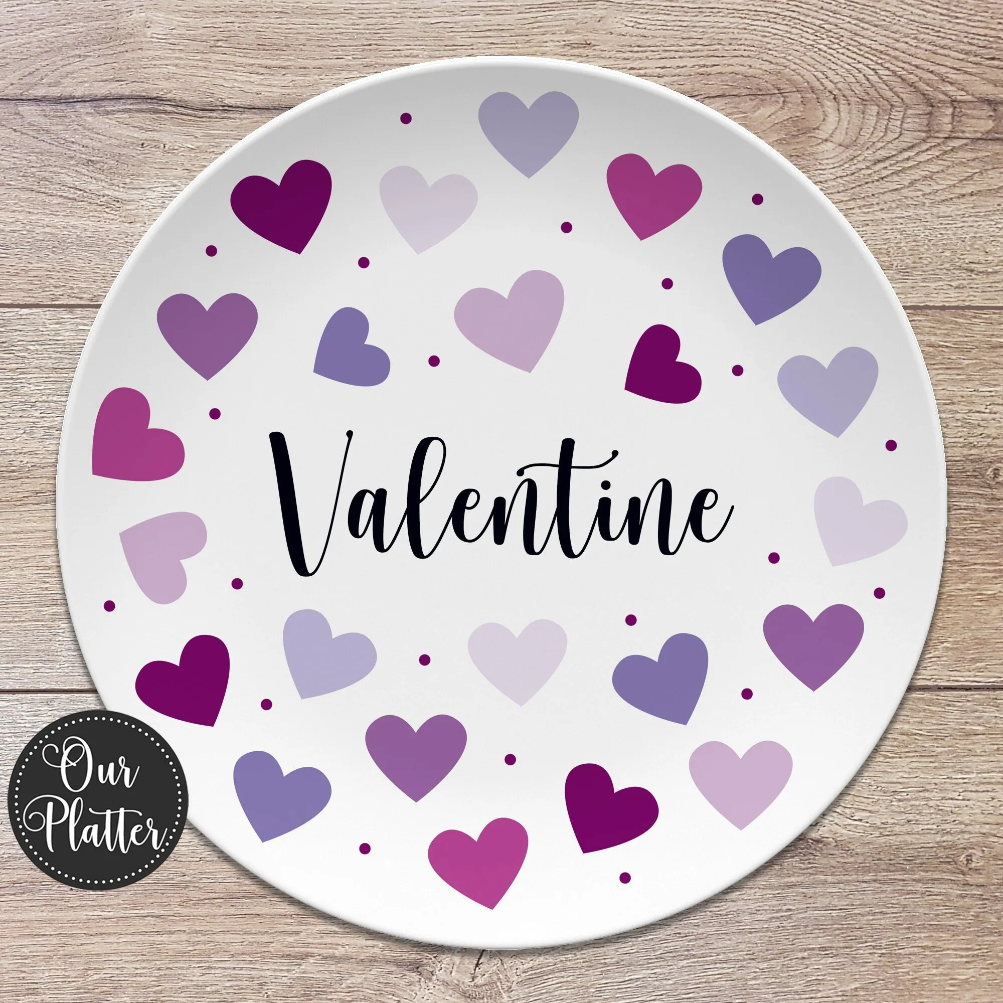 Custom Hearts Personalized Plate