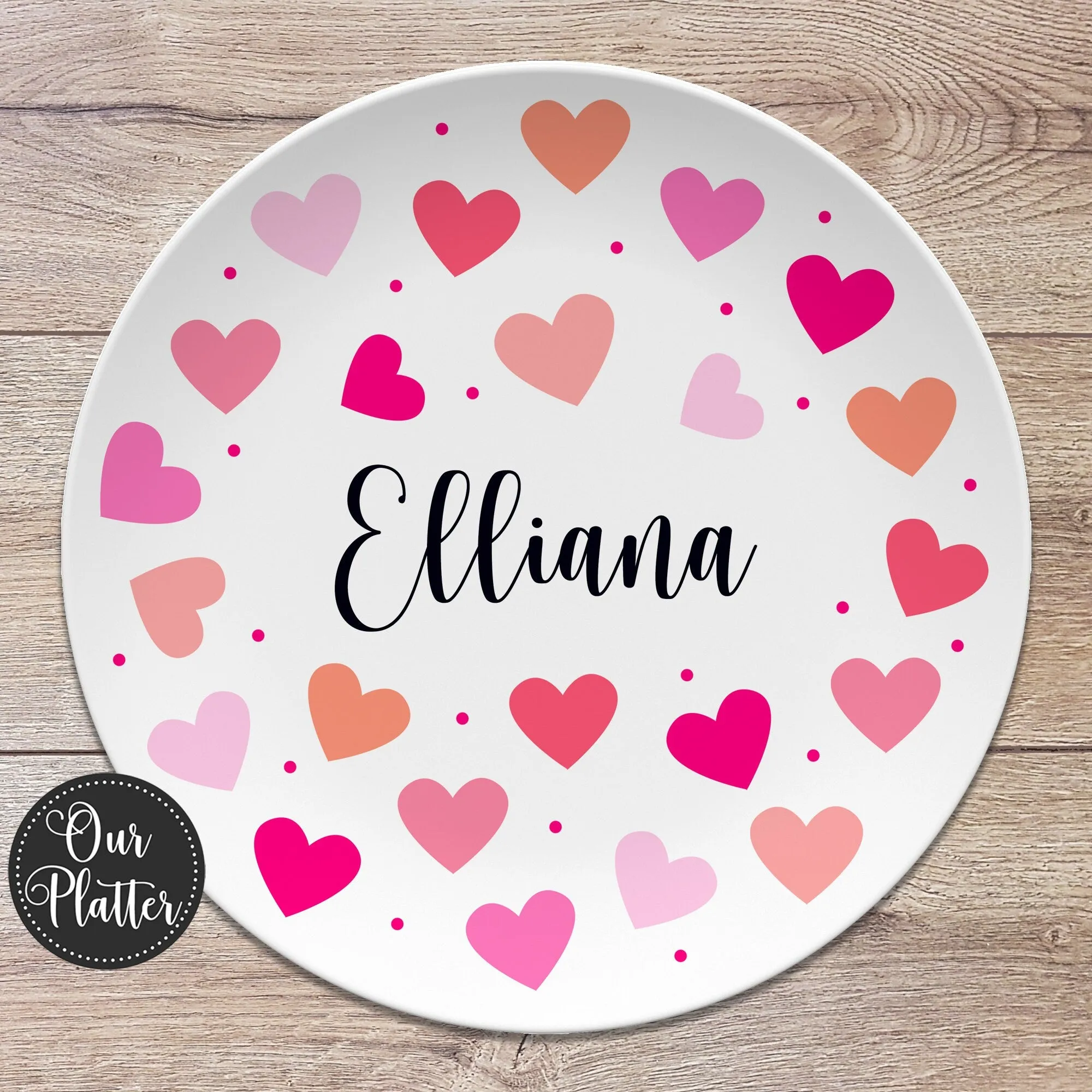 Custom Hearts Personalized Plate