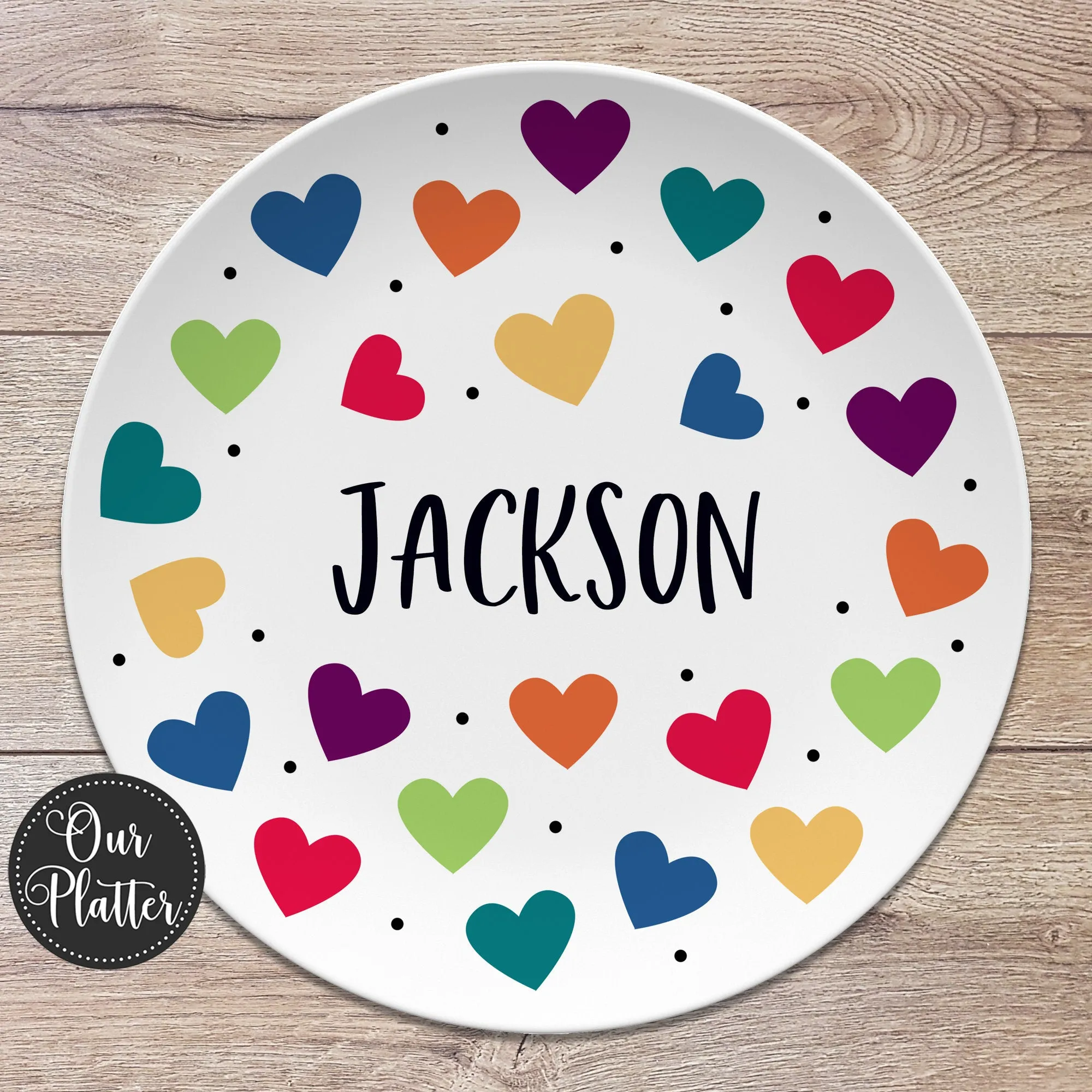 Custom Hearts Personalized Plate