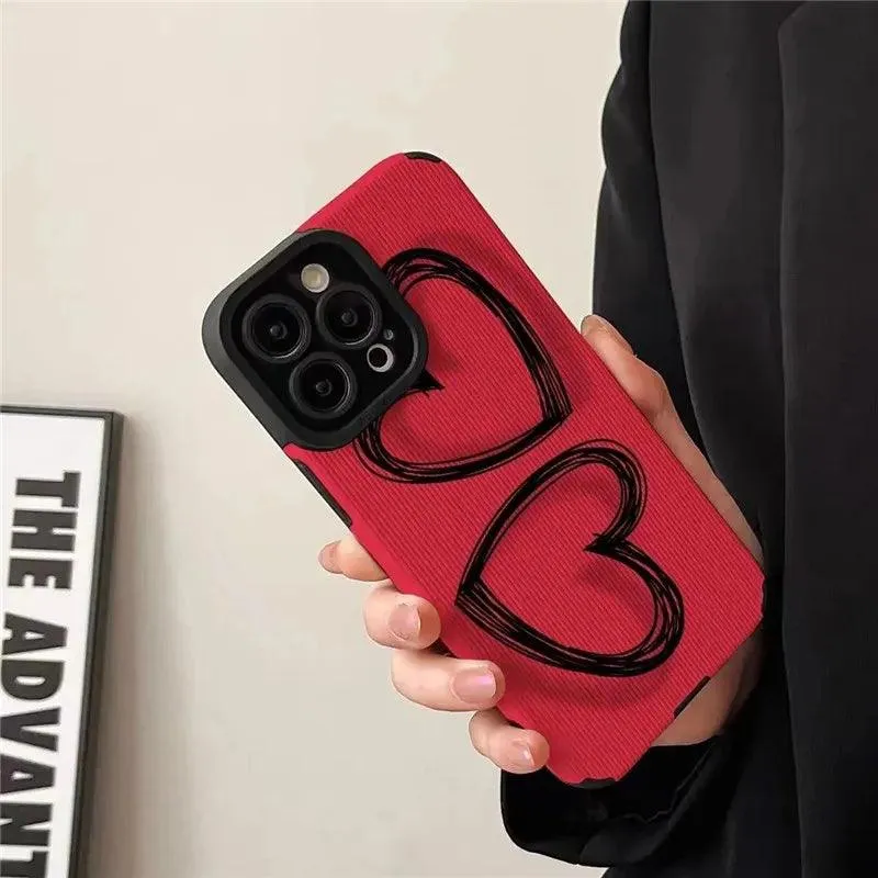 Cute Red Hearts Phone Case for iPhone 7, 8, 11, 12, 13, 14, 14 Pro, 15 Pro Max, X, XR, XS Max, SE, and Mini