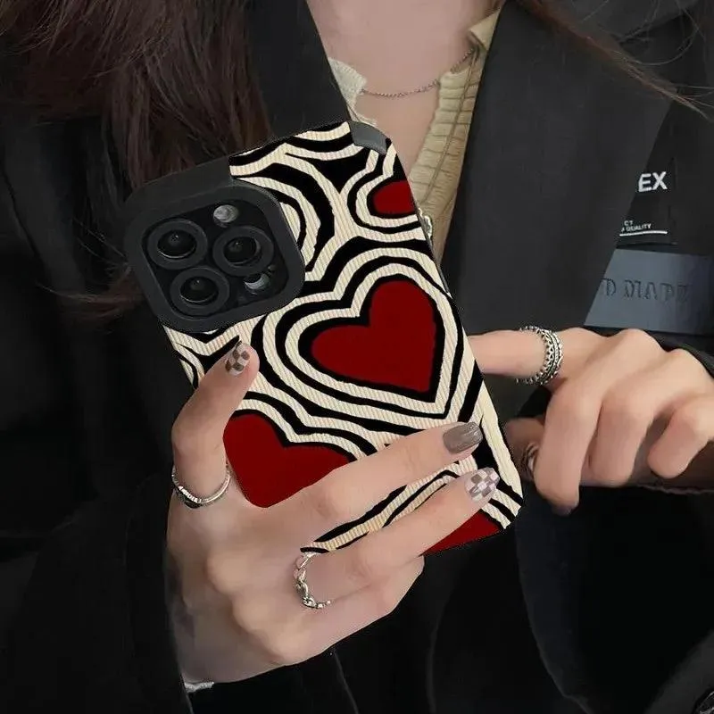 Cute Red Hearts Phone Case for iPhone 7, 8, 11, 12, 13, 14, 14 Pro, 15 Pro Max, X, XR, XS Max, SE, and Mini