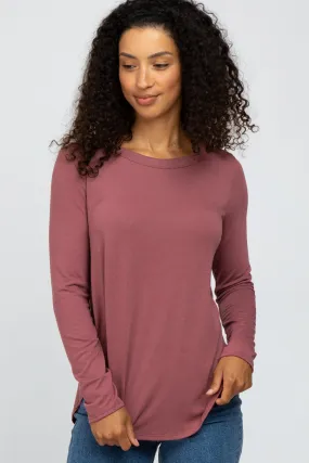 Dark Mauve Basic Long Sleeve Top