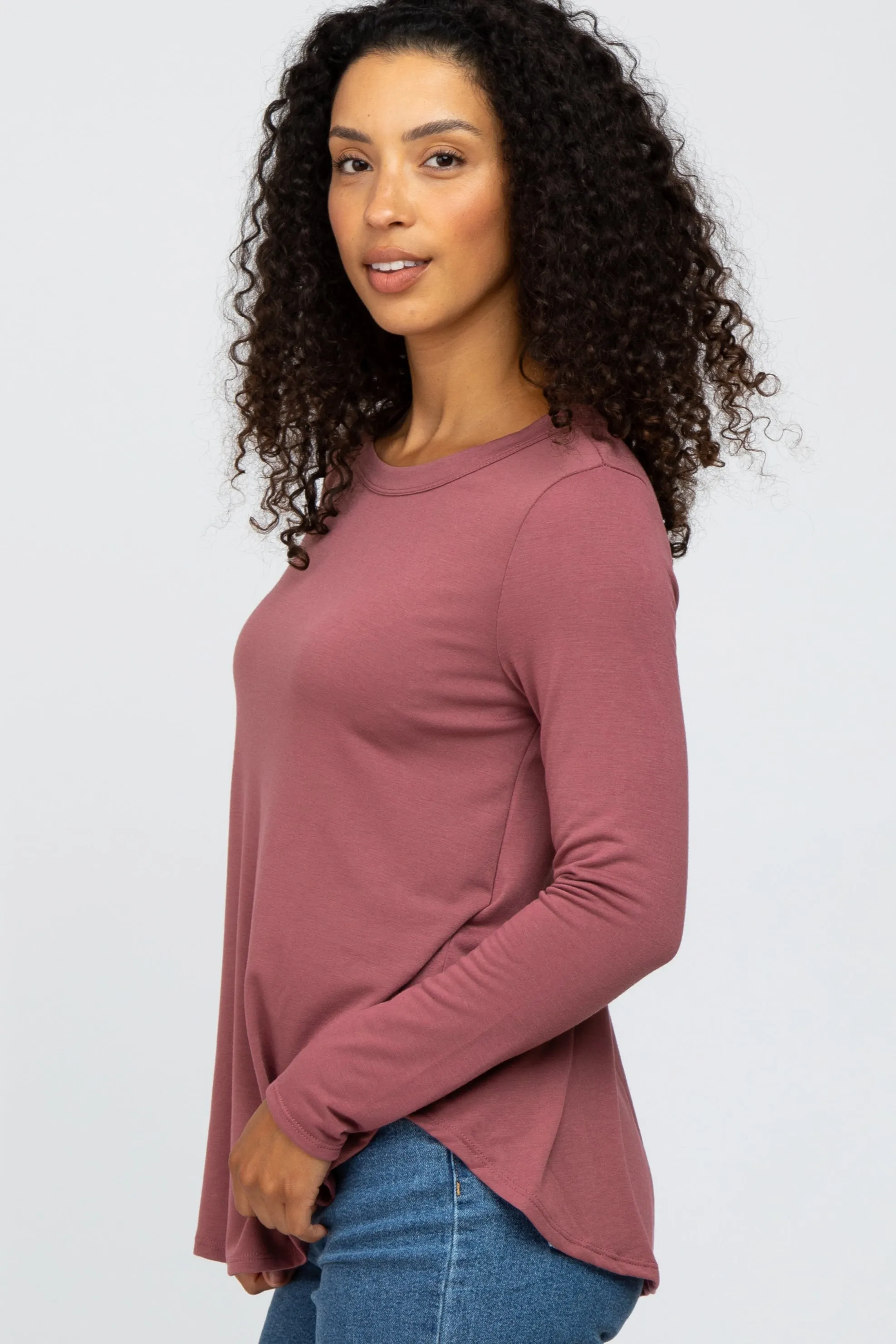 Dark Mauve Basic Long Sleeve Top